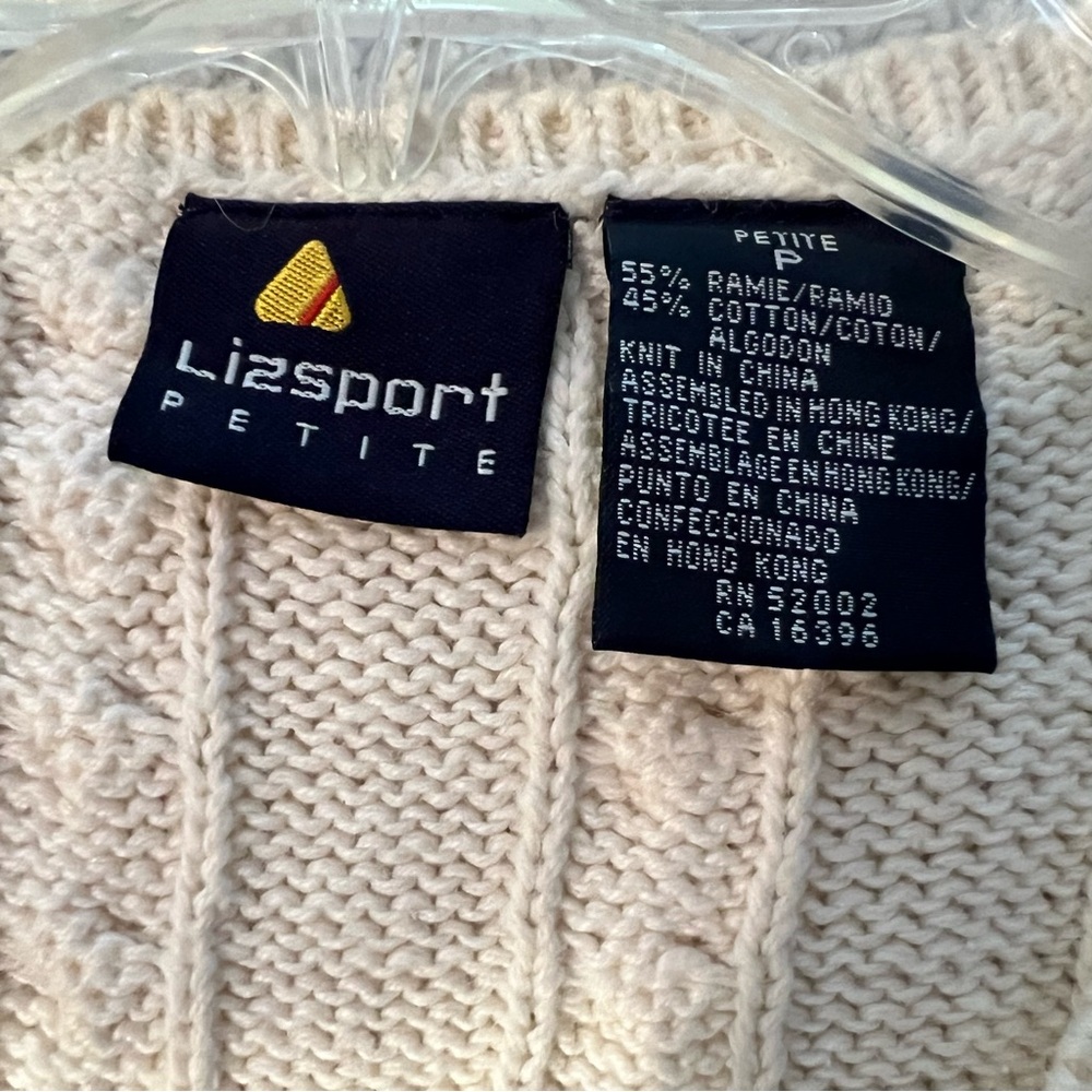Lizsport Petite - Cream & Pink Floral V-Neck Sweater Vest - Picture 3 of 3